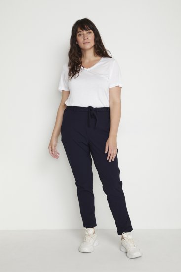 Kaffe Curve Jia Spodnie z paskiem Północny granat - Jeansy & Spodnie w Dużych Rozmiarach – Plus Size - 