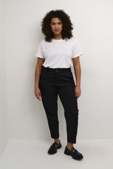 Kaffe Curve Leana Spodnie Chino 7/8 Głęboka Czerń - Jeansy & Spodnie w Dużych Rozmiarach – Plus Size - 
