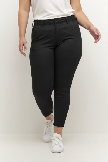 Kaffe Curve Leana Spodnie Chino 7/8 Głęboka Czerń - Jeansy & Spodnie w Dużych Rozmiarach – Plus Size - 