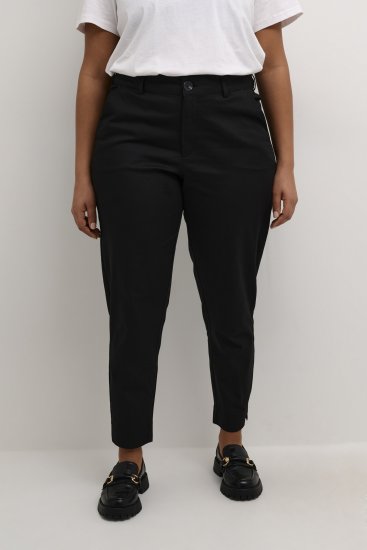 Kaffe Curve Leana Spodnie Chino 7/8 Głęboka Czerń - Jeansy & Spodnie w Dużych Rozmiarach – Plus Size - 