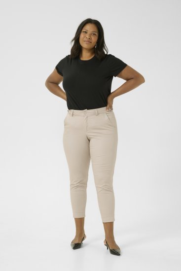 Kaffe Curve Leana Spodnie Chino 7/8 Piórkowy Szary - Jeansy & Spodnie w Dużych Rozmiarach – Plus Size - 