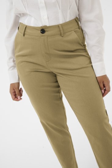 Kaffe Curve Leana Spodnie Chino 7/8 Skamieniały Dąb - Jeansy & Spodnie w Dużych Rozmiarach – Plus Size - 