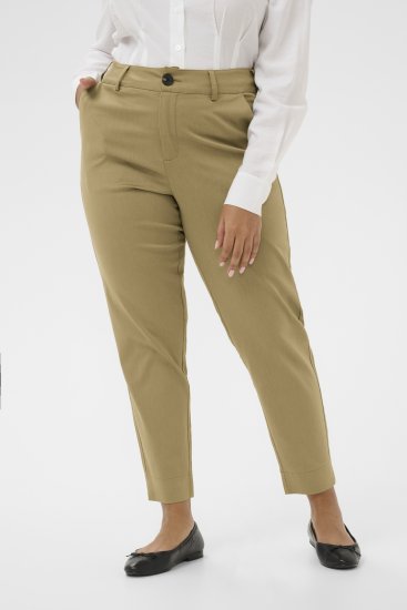 Kaffe Curve Leana Spodnie Chino 7/8 Skamieniały Dąb - Jeansy & Spodnie w Dużych Rozmiarach – Plus Size - 