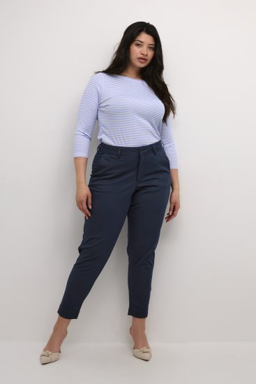 Kaffe Curve Leana Spodnie Chino 7/8 Północny Granat - Jeansy & Spodnie w Dużych Rozmiarach – Plus Size - 