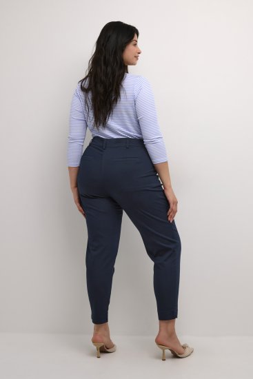 Kaffe Curve Leana Spodnie Chino 7/8 Północny Granat - Jeansy & Spodnie w Dużych Rozmiarach – Plus Size - 