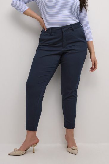 Kaffe Curve Leana Spodnie Chino 7/8 Północny Granat - Jeansy & Spodnie w Dużych Rozmiarach – Plus Size - 