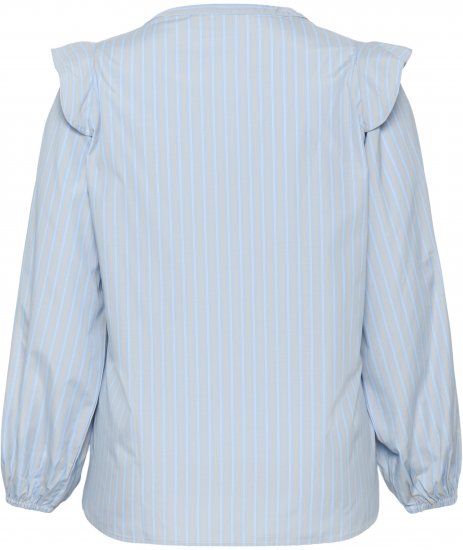 Kaffe Curve Lenia Flounce Shirt Powder Blue Stripe - Koszule - 