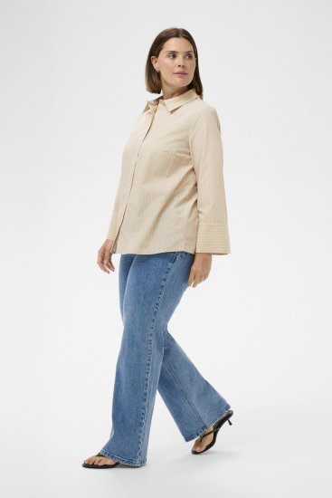 Kaffe Curve Josa Shirt Feather Grey Stripe - Koszule - 