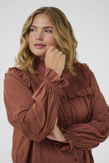 Kaffe Curve Jessa Shirt Henna Brown - Bluzki & koszule - 