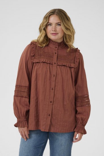 Kaffe Curve Jessa Shirt Henna Brown - Bluzki & koszule - 