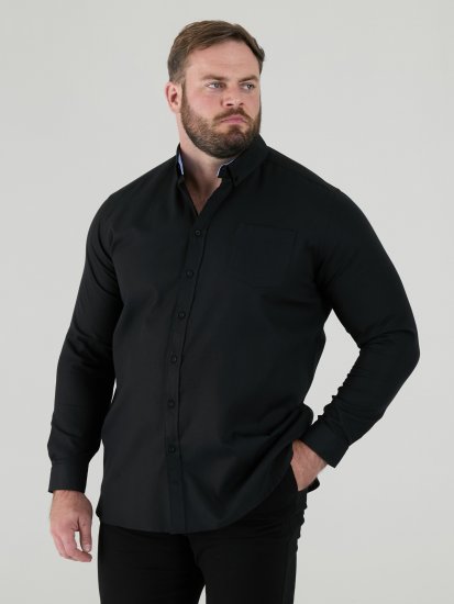 D555 Richard Koszula Oxford Z Długim Rękawem TALL Czarna - TALL koszule - 