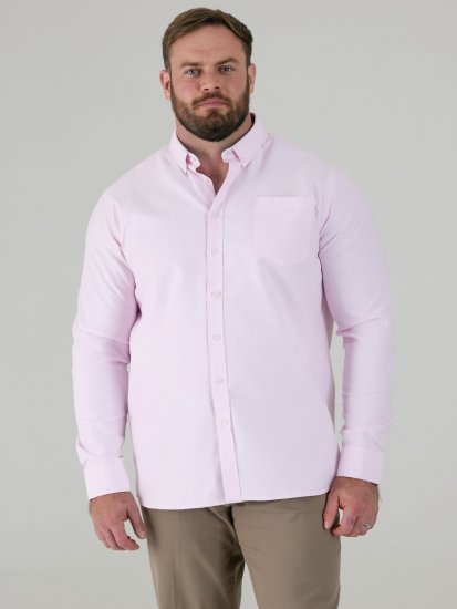 D555 Richard Koszula Oxford Z Długim Rękawem TALL Różowa - TALL koszule - 