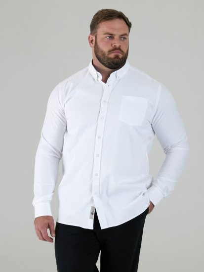 D555 Richard Koszula Oxford Z Długim Rękawem TALL Biała - TALL koszule - 
