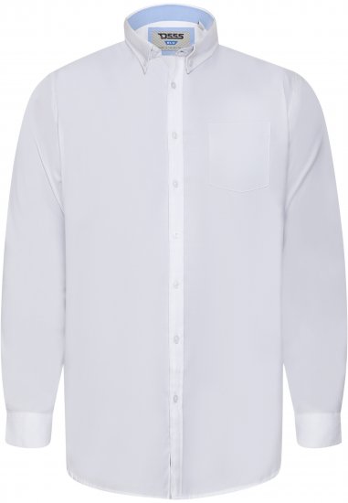 D555 Richard Koszula Oxford Z Długim Rękawem TALL Biała - TALL koszule - 