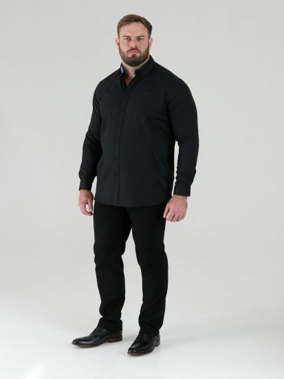 D555 Richard Koszula Oxford Z Długim Rękawem TALL Czarna - TALL koszule - 