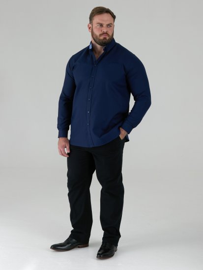 D555 Richard Koszula Oxford Z Długim Rękawem TALL Granatowa - TALL koszule - 