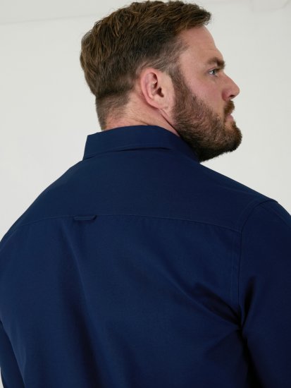 D555 Richard Koszula Oxford Z Długim Rękawem TALL Granatowa - TALL koszule - 
