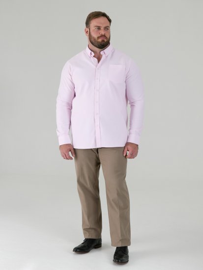 D555 Richard Koszula Oxford Z Długim Rękawem TALL Różowa - TALL koszule - 