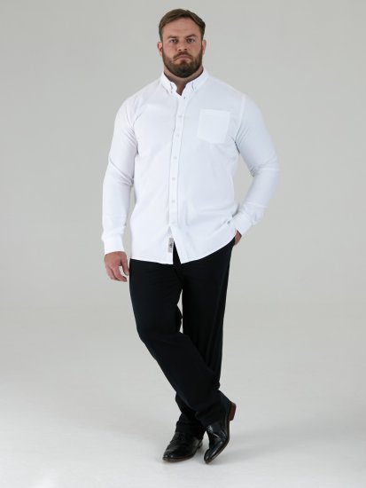D555 Richard Koszula Oxford Z Długim Rękawem TALL Biała - TALL koszule - 