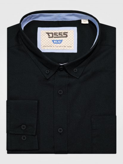 D555 Richard Koszula Oxford Z Długim Rękawem TALL Czarna - TALL koszule - 