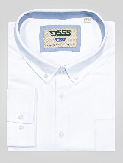 D555 Richard Koszula Oxford Z Długim Rękawem TALL Biała - TALL koszule - 