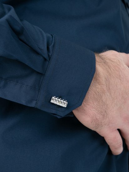 D555 Oliver Plamoodporna Niewymagająca Prasowania Elastyczna Koszula Z Długim Rękawem Granatowa - Koszule - Koszule 2XL-10XL