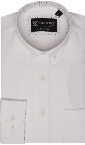 Kam Jeans P020 Premium Long sleeve Oxford Shirt White - Koszule - Koszule 2XL-10XL