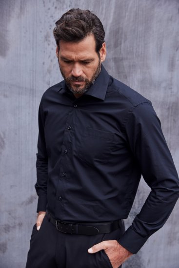 JP1880 Comfort Fit with Chest Pocket Shirt TALL Black - TALL koszule - 