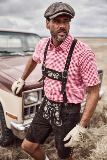 JP1880 Shirt Traditional Checked Short Sleeve Red - Koszule - Koszule 2XL-10XL