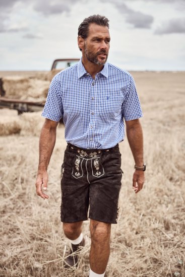 JP1880 Short Sleeve Check Print Traditional Shirt Blue - Koszule - Koszule 2XL-10XL