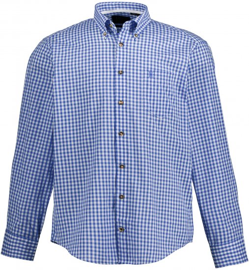 JP1880 Shirt Traditional Checked Long Sleeve Blue - Koszule - Koszule 2XL-10XL