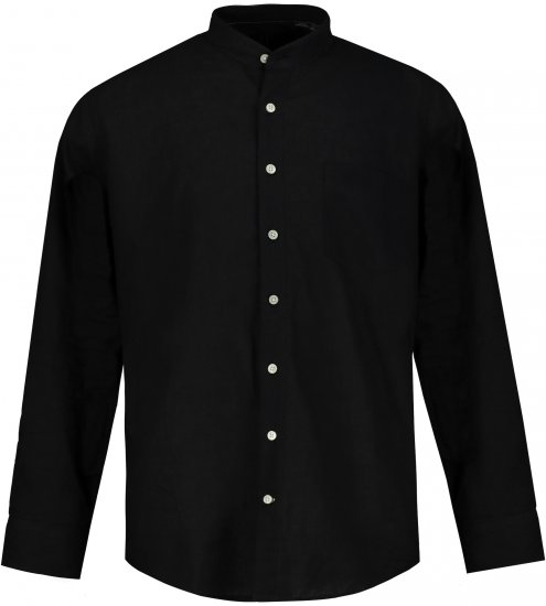 JP1880 Shirt Linen Blend Long Sleeve Black TALL - ODZIEŻ MĘSKA MT-6XLT - WYSOKIE-rozmiary