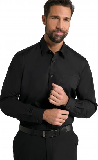 JP1880 Shirt Business Kent Collar Long Sleeve Black TALL - ODZIEŻ MĘSKA MT-6XLT - WYSOKIE-rozmiary