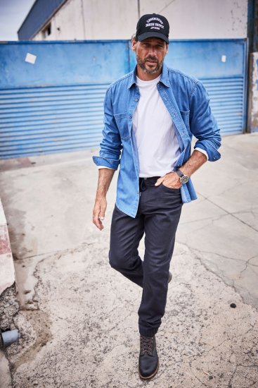 JP1880 Shirt Denim Long Sleeve Blue TALL - ODZIEŻ MĘSKA MT-6XLT - WYSOKIE-rozmiary