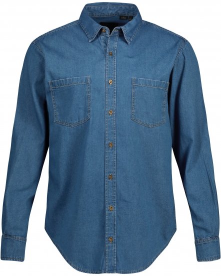 JP1880 Shirt Denim Long Sleeve Blue TALL - ODZIEŻ MĘSKA MT-6XLT - WYSOKIE-rozmiary
