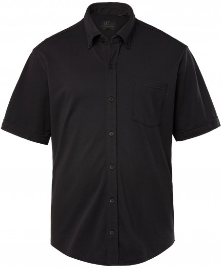 JP1880 Shirt Pique Flexnamic Short Sleeve Black TALL - ODZIEŻ MĘSKA MT-6XLT - WYSOKIE-rozmiary