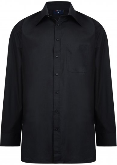 Espionage SH151 Plain Collar Long Sleeve Shirt Black - Koszule z długim rękawem - 