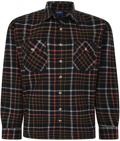 Espionage SH401 Checked Cotton Overshirt Black/Red - Bluzy & bluzy z kapturem - Bluzy & Bluzy z kapturem 2XL-12XL