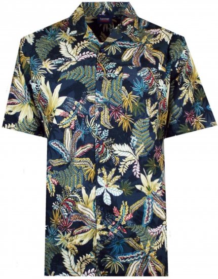 Espionage SH410 Short Sleeve Jungle Print Shirt Navy - Koszulki z krótkim rękawem - Męskie koszule z krótkim rękawem