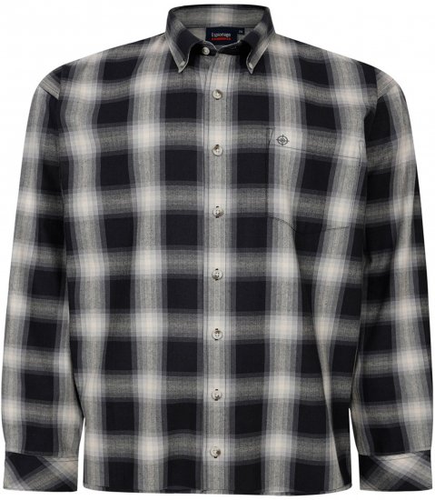 Espionage SH419 Long Sleeve Checked Shirt Black/Grey - Koszule z długim rękawem - 