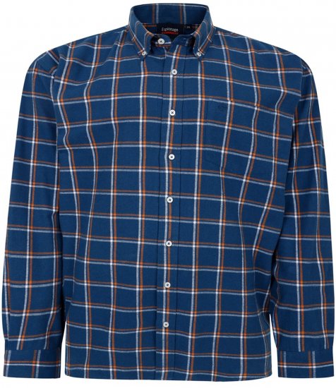 Espionage SH421 Long Sleeve Checked Shirt Blue/Orange - Koszule z długim rękawem - 