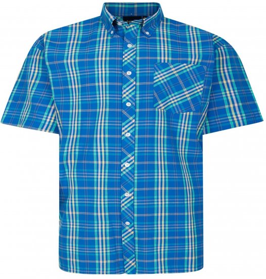 Espionage SH443 Checked Short Sleeve Shirt Royal/Mint/Lemon - Koszulki z krótkim rękawem - Męskie koszule z krótkim rękawem