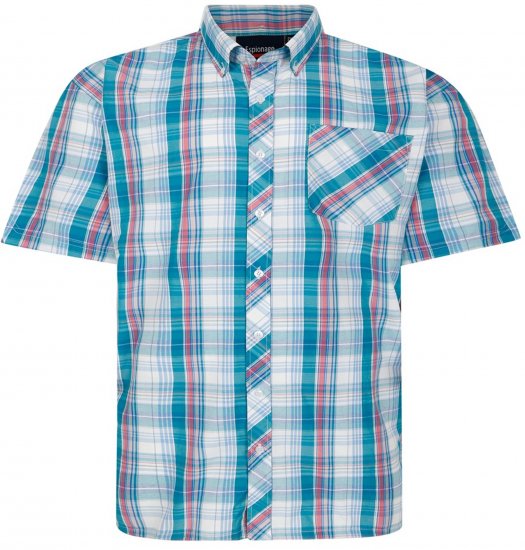 Espionage SH443 Checked Short Sleeve Shirt Green/Pink/White - Koszule - Koszule 2XL-10XL