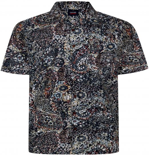 Espionage SH467 Short Sleeve Abstract Print Shirt Dark Green - Koszulki z krótkim rękawem - Męskie koszule z krótkim rękawem