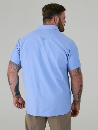 D555 James Koszula Oxford Z Krótkim Rękawem TALL Błękitna - TALL koszule - 