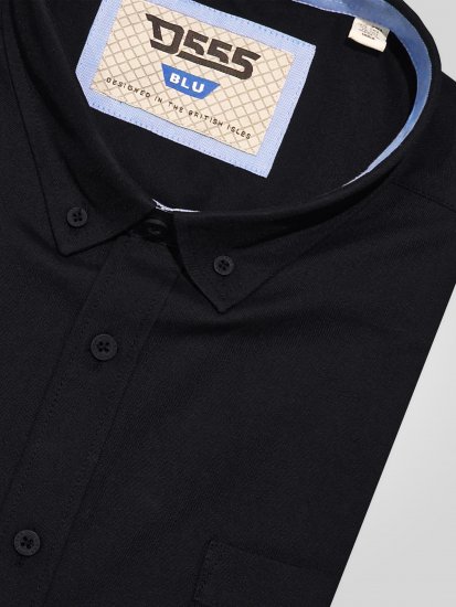 D555 James Koszula Oxford Z Krótkim Rękawem TALL Czarna - TALL koszule - 