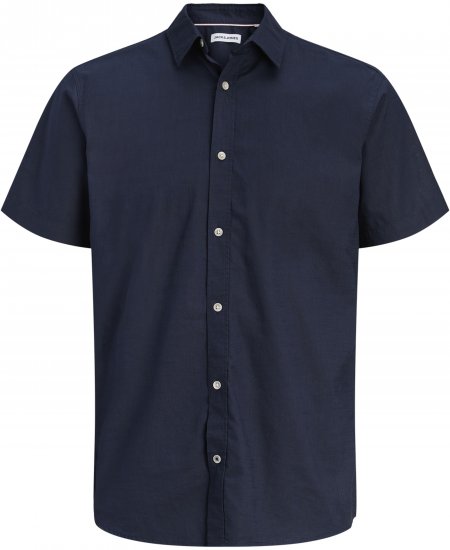 Jack & Jones Henry Slub Short Sleeve Navy - Koszule - Koszule 2XL-10XL