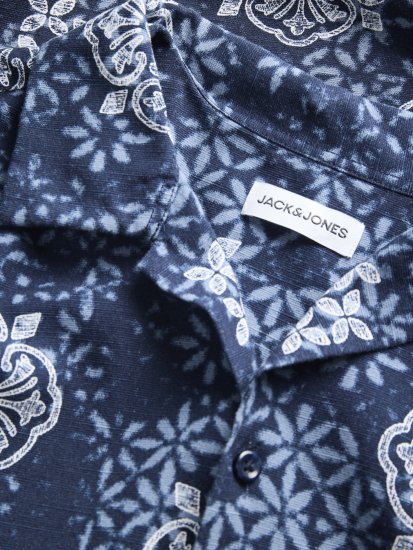 Jack & Jones Alfredo Shirt Short Sleeve Blue - Koszulki z krótkim rękawem - Męskie koszule z krótkim rękawem