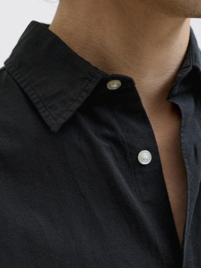 Jack & Jones Breeze Linen Short Sleeve Shirt Black - Koszule - Koszule 2XL-10XL
