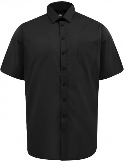 D555 Lucas Plamoodporna Niewymagająca Prasowania Elastyczna Koszula Z Krótkim Rękawem Czarna - Koszule - Koszule 2XL-10XL